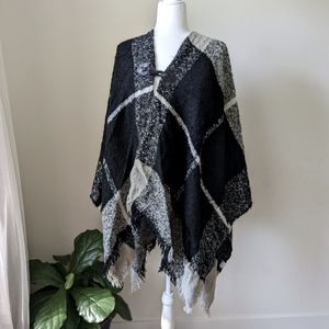 Woven Heart Blanket Poncho